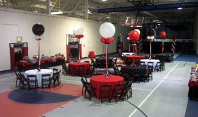 black white and red dining