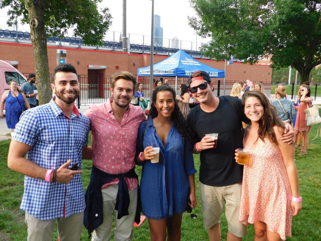 friends with drinks at party