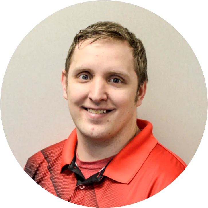 Person in red polo shirt