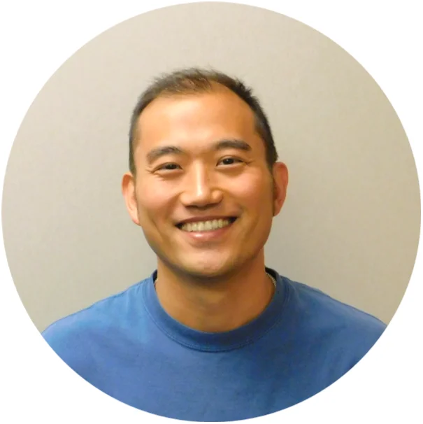 Person wearing a blue shirt.